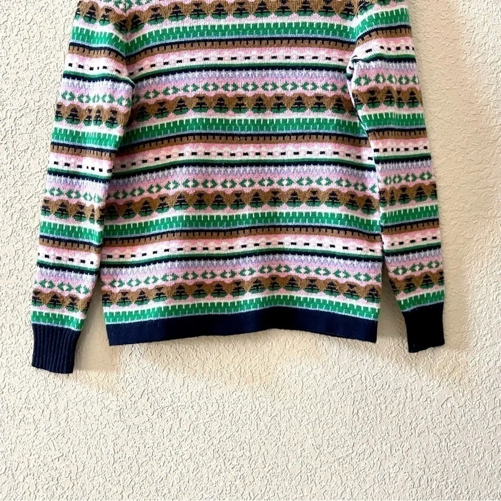 J. Crew Sweater Fair Isle Lambswool Mock Neck Knit Ribbed Pullover Holiday Small
